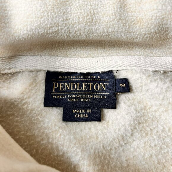 Pendleton Aztec Patch Fleece Jacket Ivory Women’s Size Medium - Picture 3 of 8